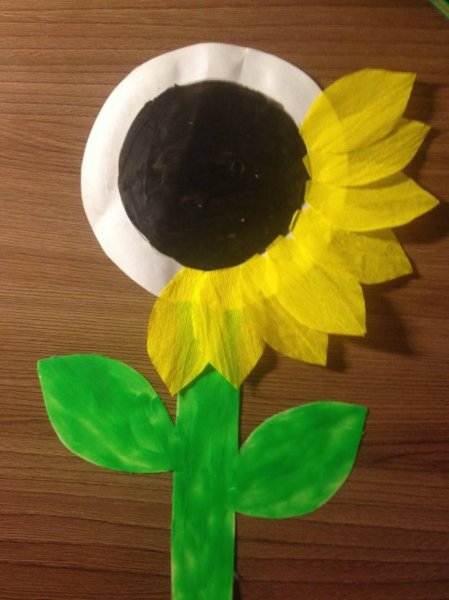Подсолнух поделка из цветной бумаги