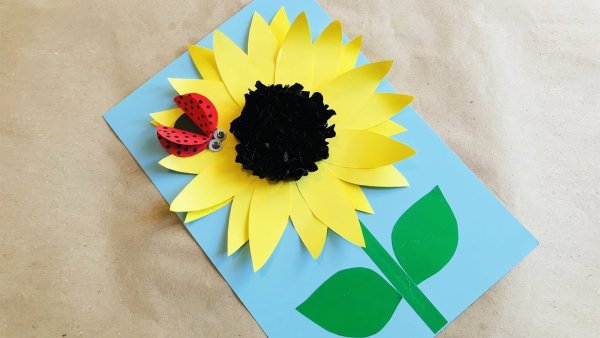 Подсолнух поделка из цветной бумаги
