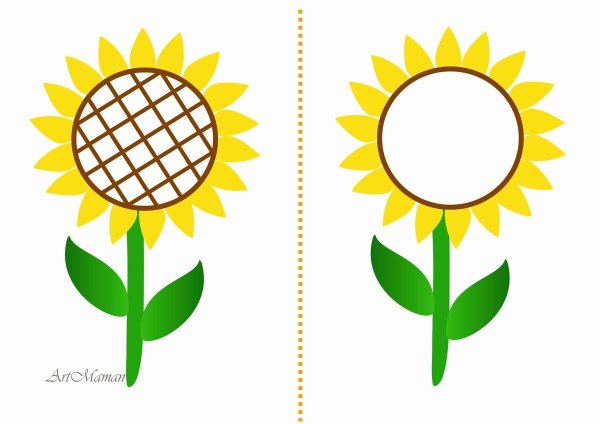 Шаблон подсолнуха для аппликации