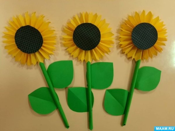 Подсолнухи поделка для детей из бумаги