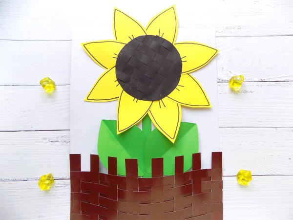 Подсолнух аппликация из бумаги