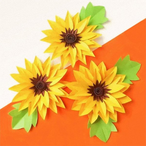 Подсолнух из цветной бумаги