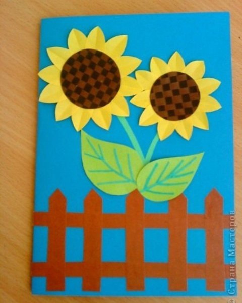 Подсолнух аппликация из бумаги