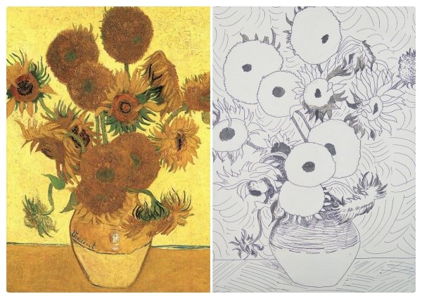 Винсент Ван Гог Подсолнухи раскраска