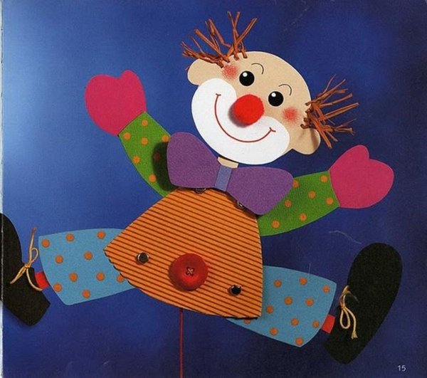 Игрушка дергунчик клоун из картона