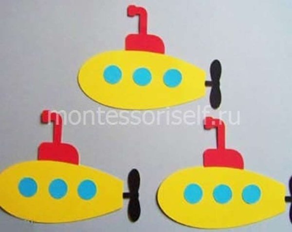 Аппликация подводная лодка средняя группа