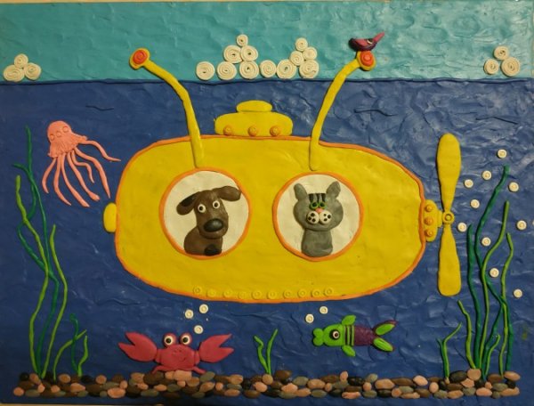 Аппликация с подводной лодкой для детей