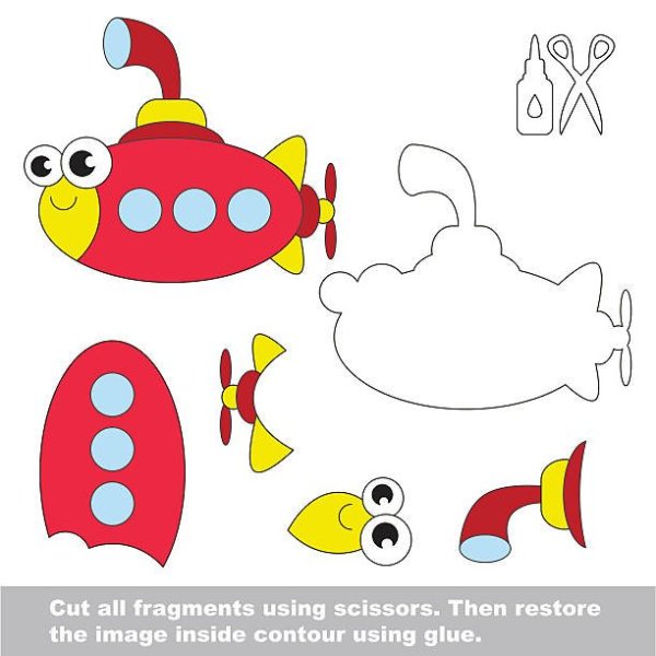 Аппликация подводная лодкк