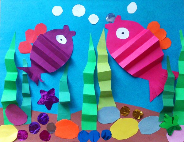 Аппликация морские обитатели