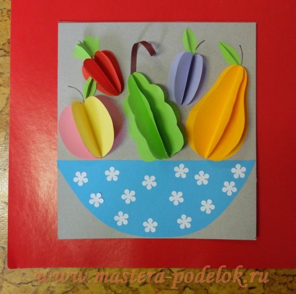 Аппликация фрукты на тарелке