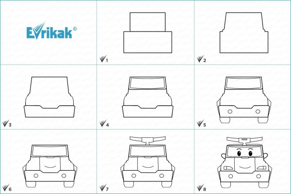 Поли Робокар нарисовать пошагово