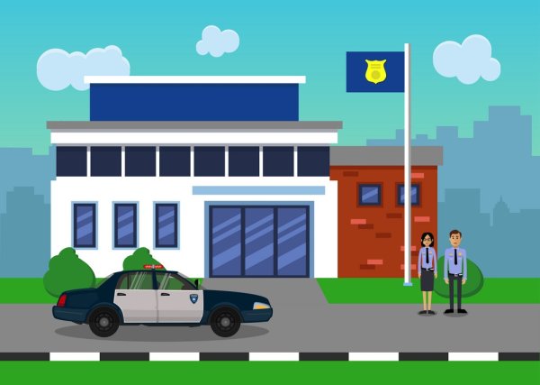 Нарисованное здание полиции