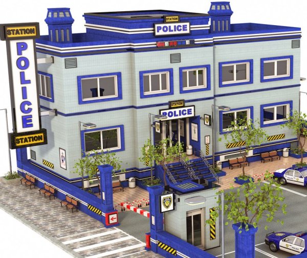 Полицейский участок из картонной коробки