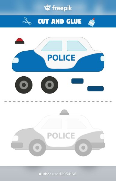 Аппликация Полицейская машина в подготовительной группе
