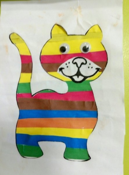 Поделка из полосок кот