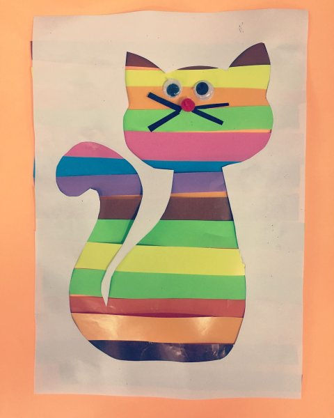 Кот полосатик поделка из бумаги