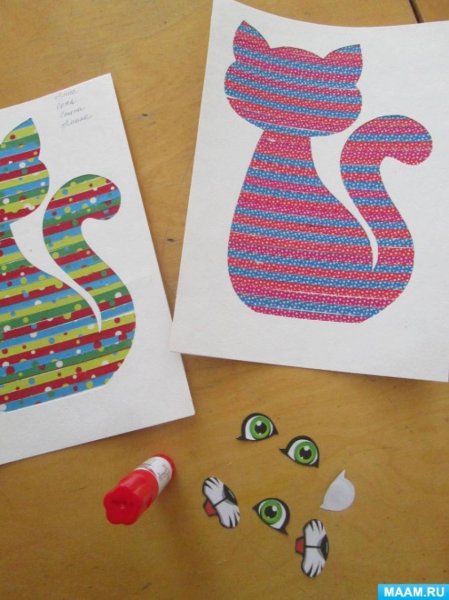 Аппликация кот средняя группа