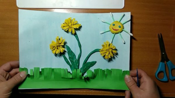 Одуванчик из пластилина