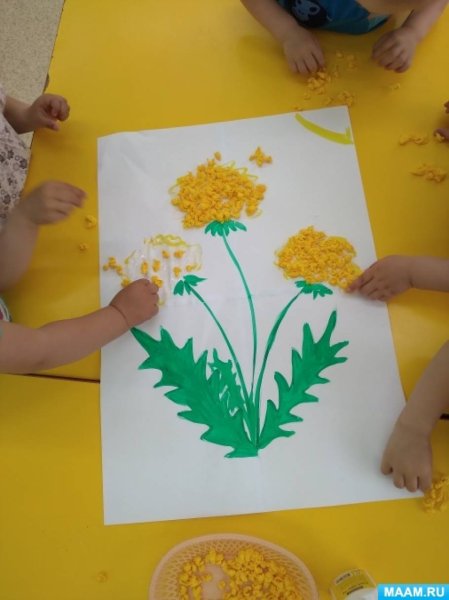 Аппликация одуванчик в младшей группе