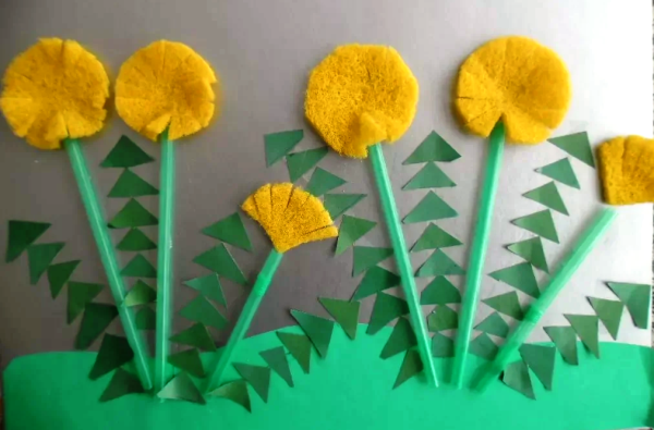 Аппликация одуванчик в старшей группе