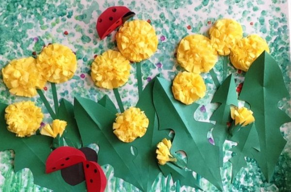 Аппликация весенние цветы