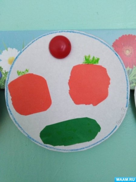 Аппликация овощи на тарелке старшая группа
