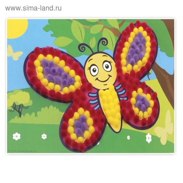 Аппликация из бомбошек