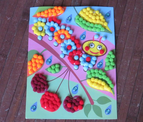 Аппликации с помпонами для детей 3 лет