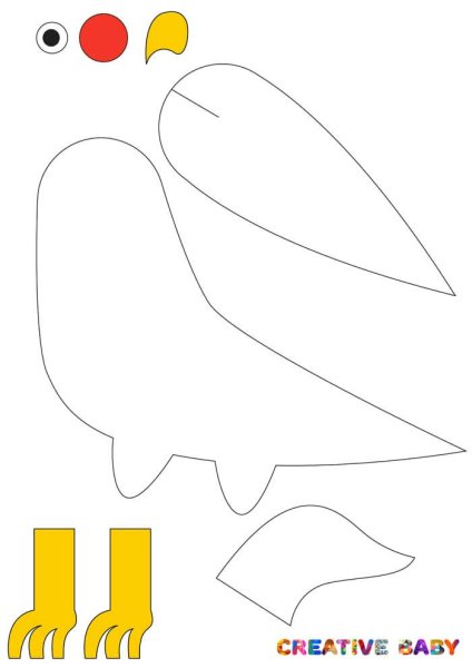 Попугай трафарет для аппликации