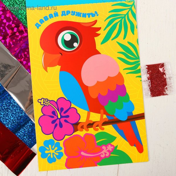 Попугай аппликация из бумаги