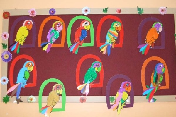 Аппликация попугай подготовительная группа