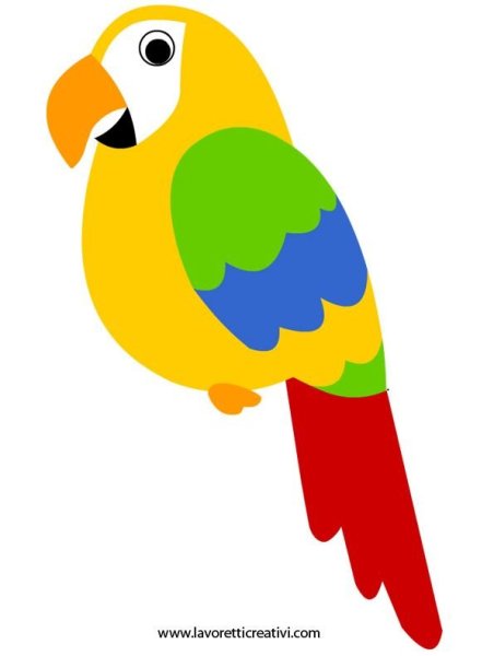Попугай аппликация из бумаги