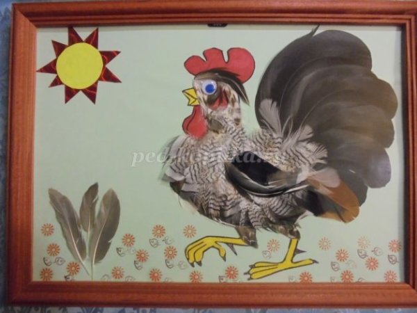 Аппликация из перьев для детей