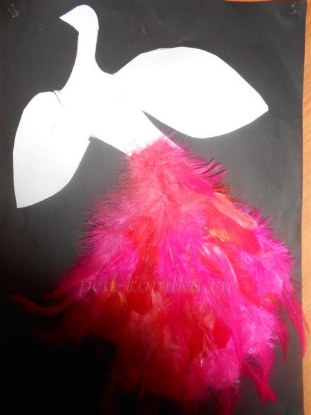 Аппликация из перьев
