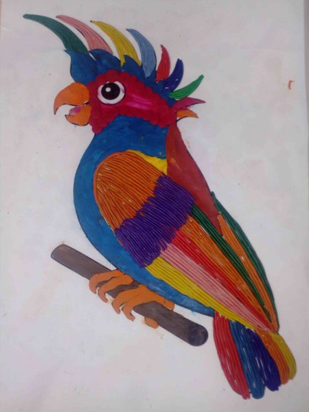 Попугай из пластилинография