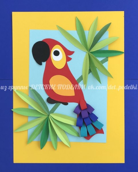 Поделка попугай из бумаги