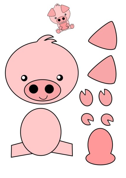 Аппликация поросенок шаблон