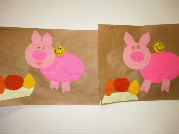 Поросенок аппликация младшая группа