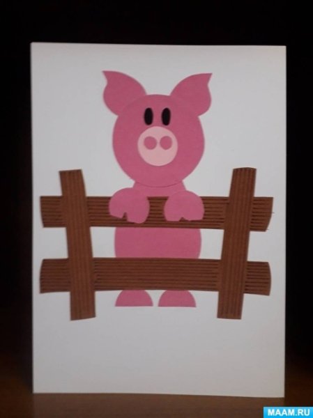 Поросенок из цветной бумаги