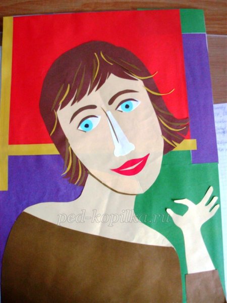 Портрет из цветной бумаги