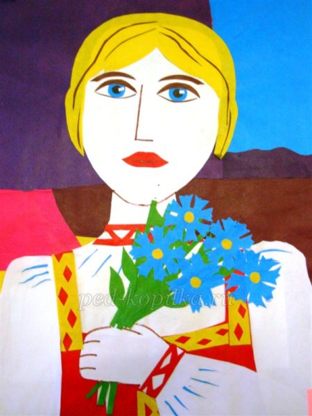 Портрет человека в технике аппликация