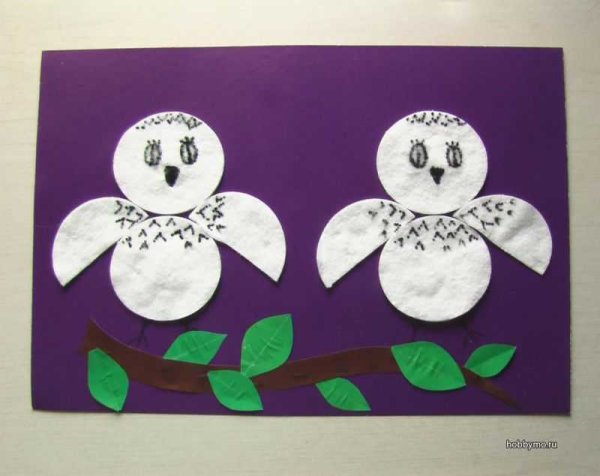 Аппликация из ватных дисков для детей