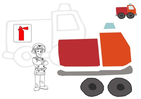 Трафарет пожарная машина для малышей