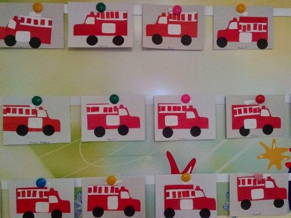 Аппликация пожарная машина в подготовительной группе