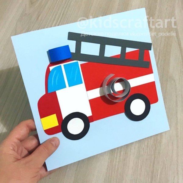 Пожарная машина аппликация для детей