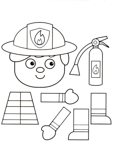 Аппликация пожарного из бумаги шаблоны