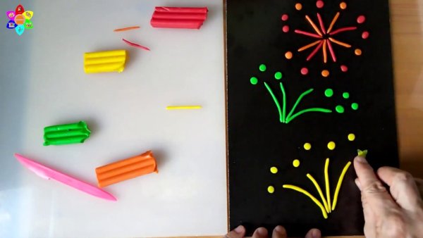 Праздничный салют из пластилина