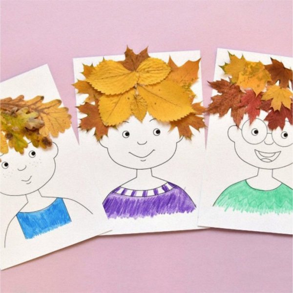 Прическа из листьев аппликация