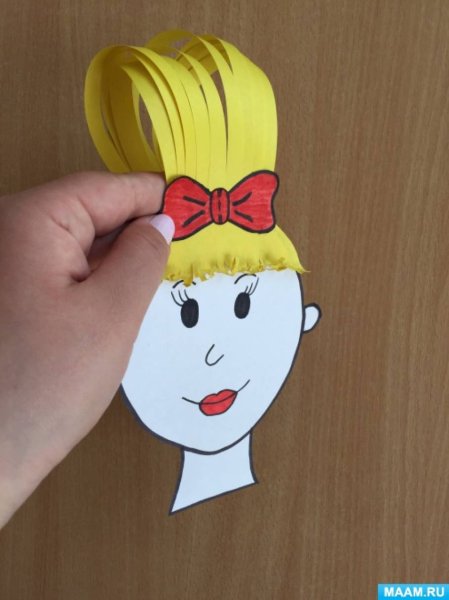 Аппликация волосы из бумаги