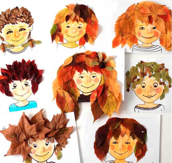 Прическа из листьев аппликация